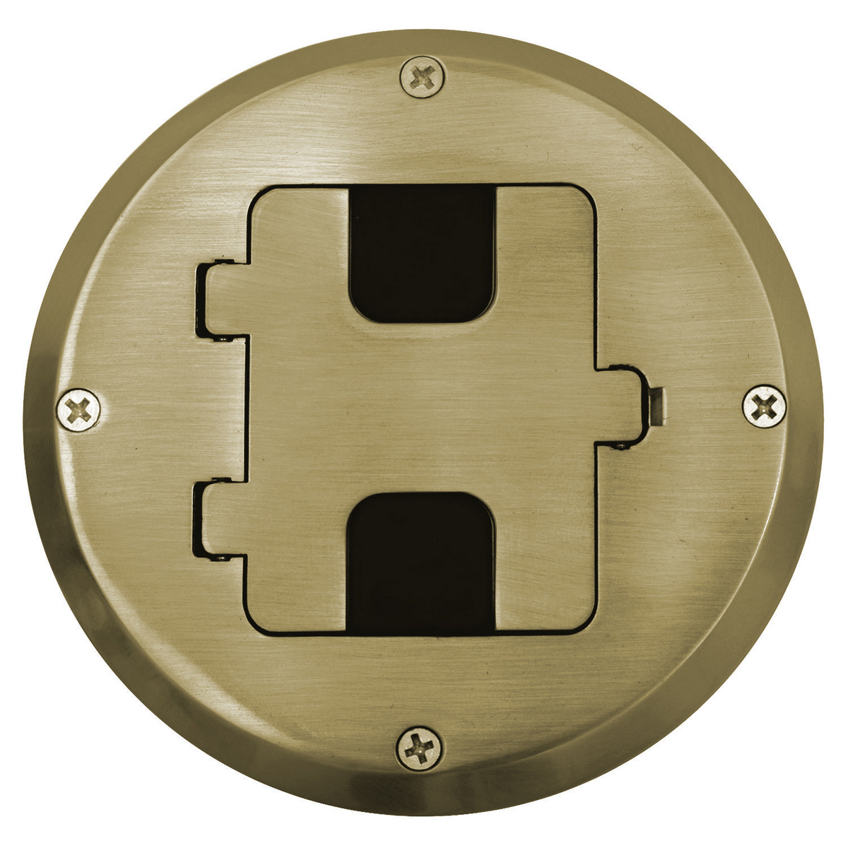 Product image for Floor box wood duplex rcpt alu 125V 15A brass