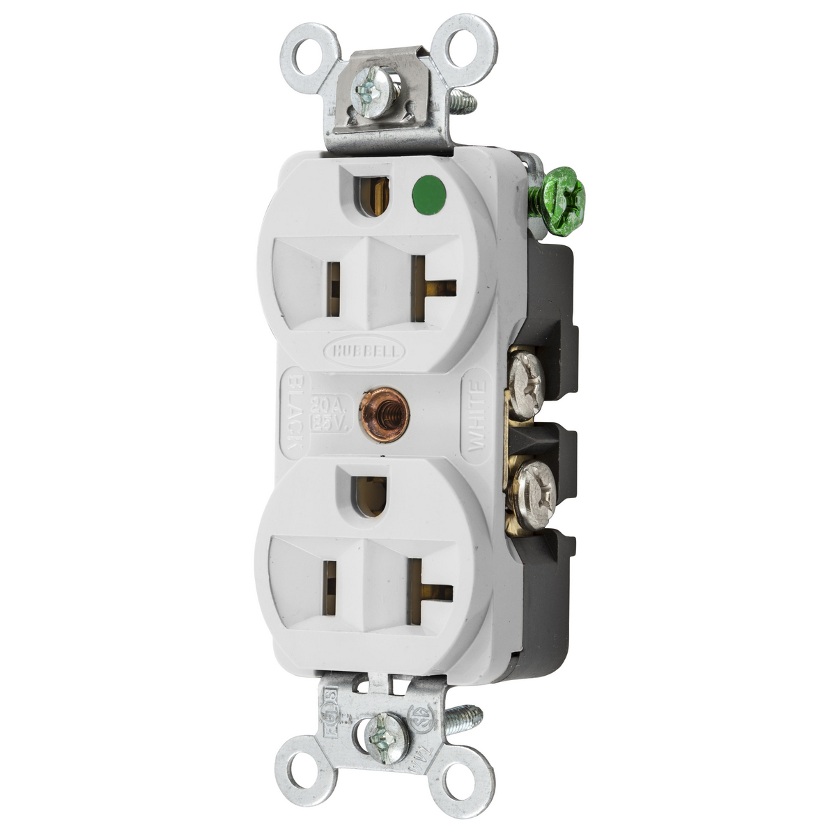 Product image for Receptacle 5-20R SM duplex 2P 20A 125V HOSP whi