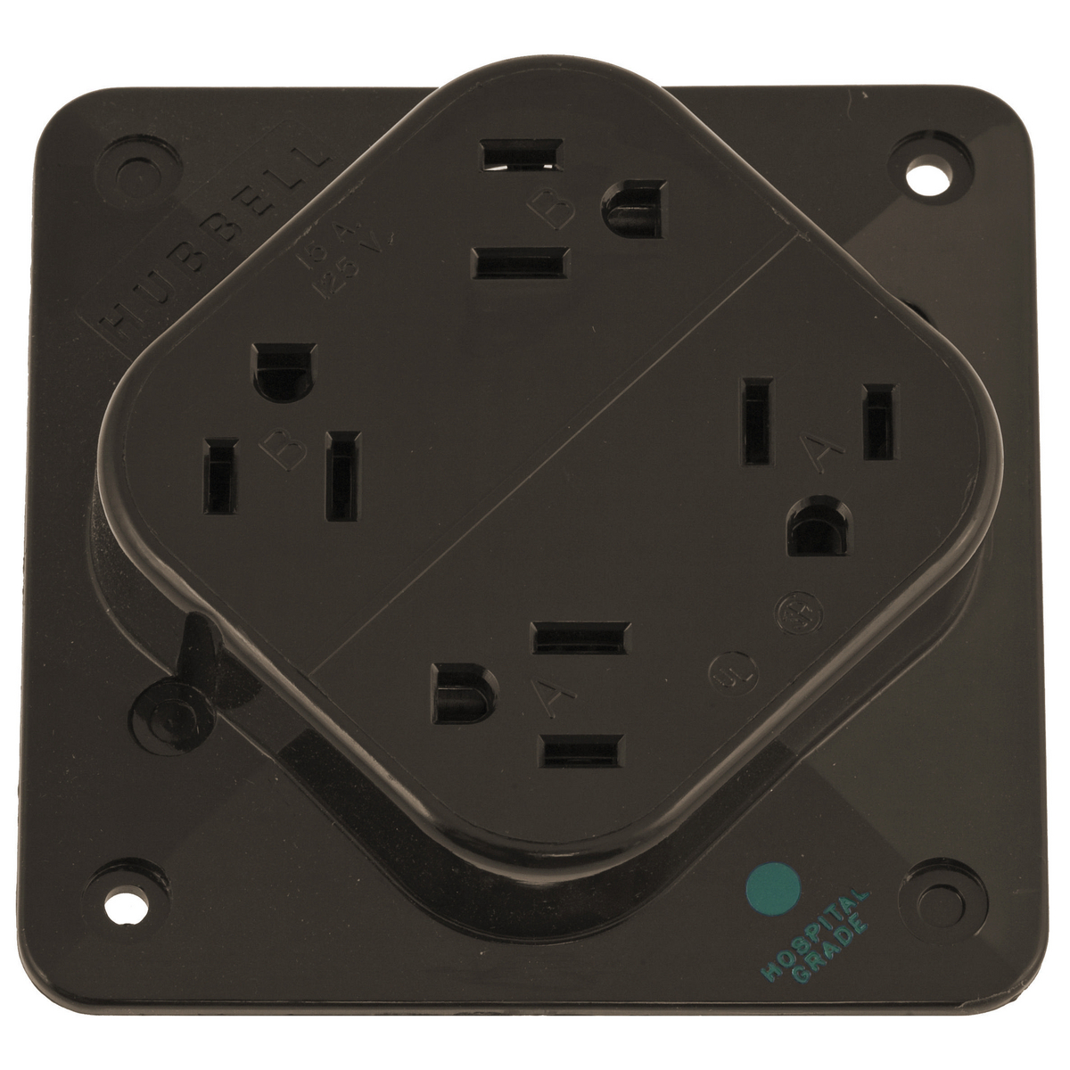 Product image for Receptacle 2-pole hospital-grade 15A 125V brown