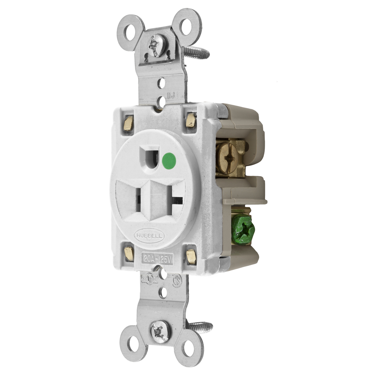 Product image for Receptacle 5-20R EHD single 2P 20A 125V HOSP whi