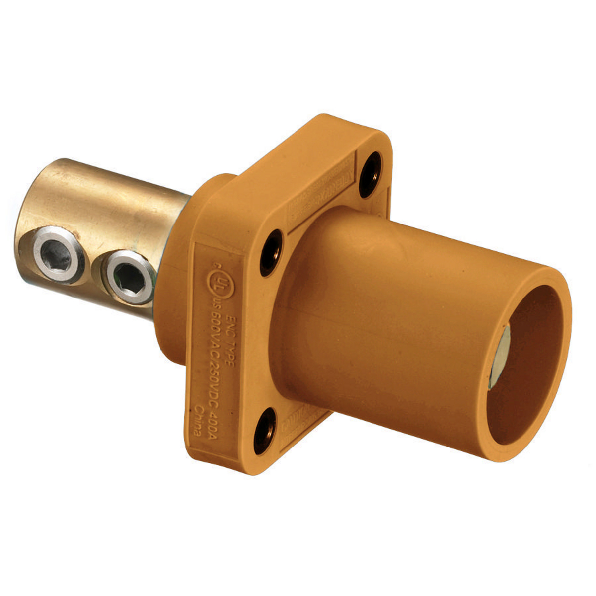 Product image for Receptacle 1-pole male set screw 300/400A 600VAC/250VDC orange