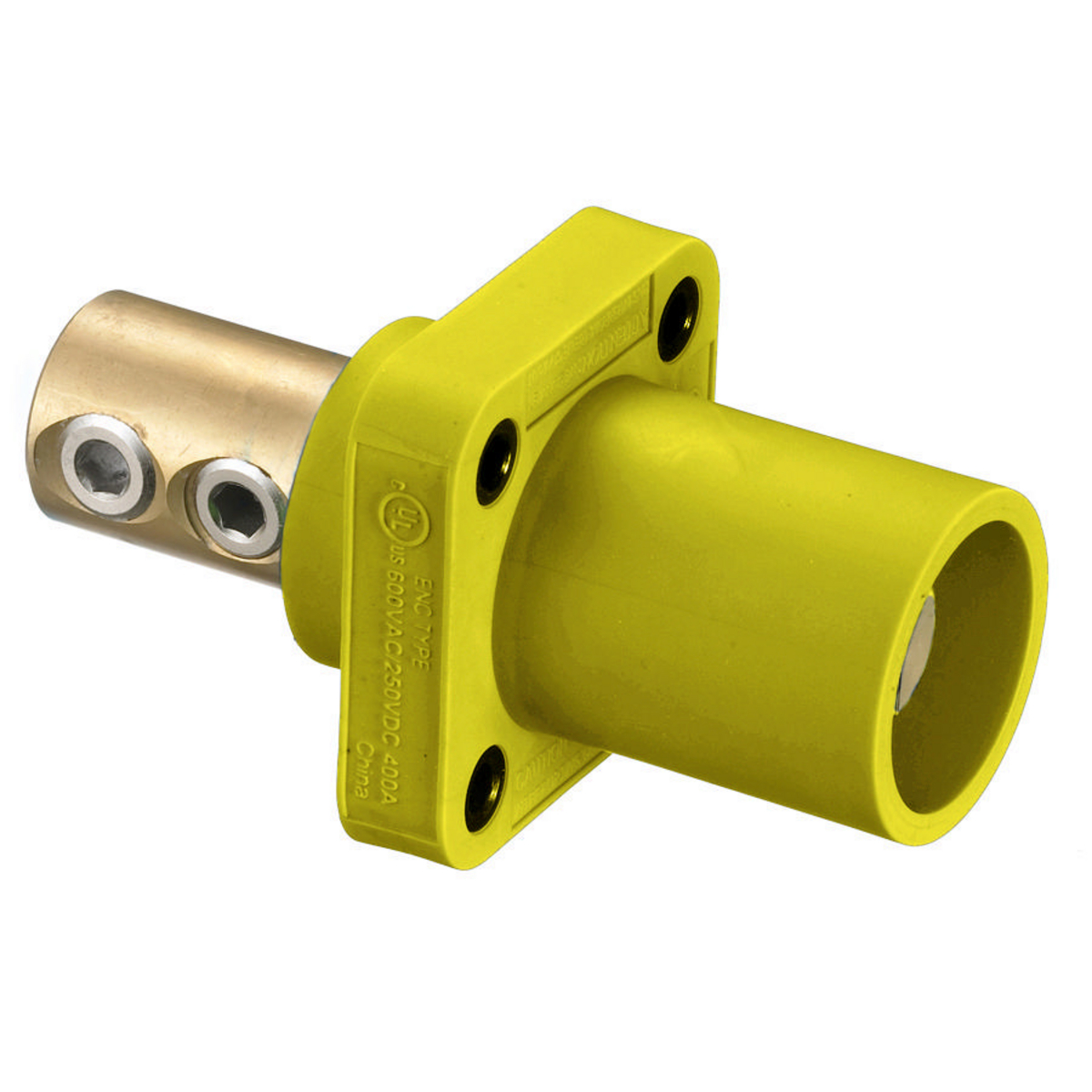 Product image for Receptacle 1-pole male set screw 300/400A 600VAC/250VDC yellow