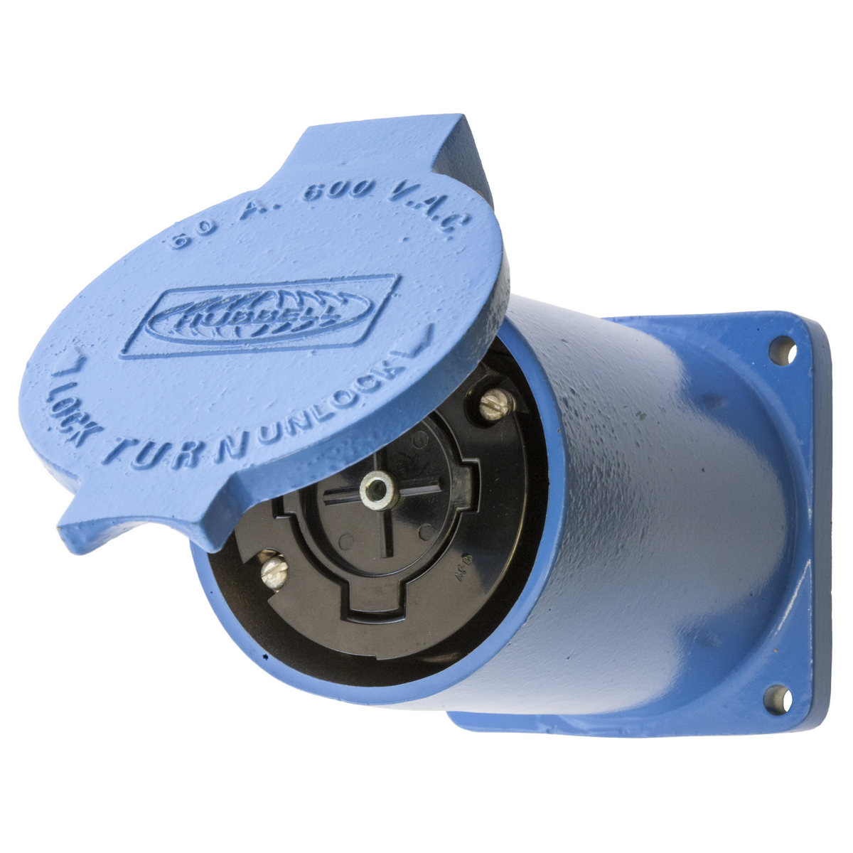 Product image for Receptacle HBLock outlet twlo+door 4P 60A 600V long