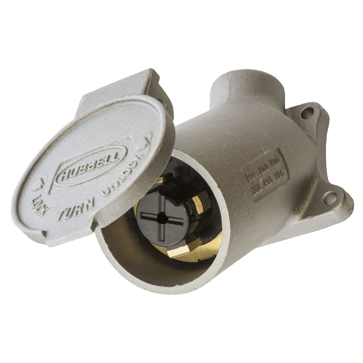 Product image for Angled wall HBLock connector+door 3P 30A 600V ALU