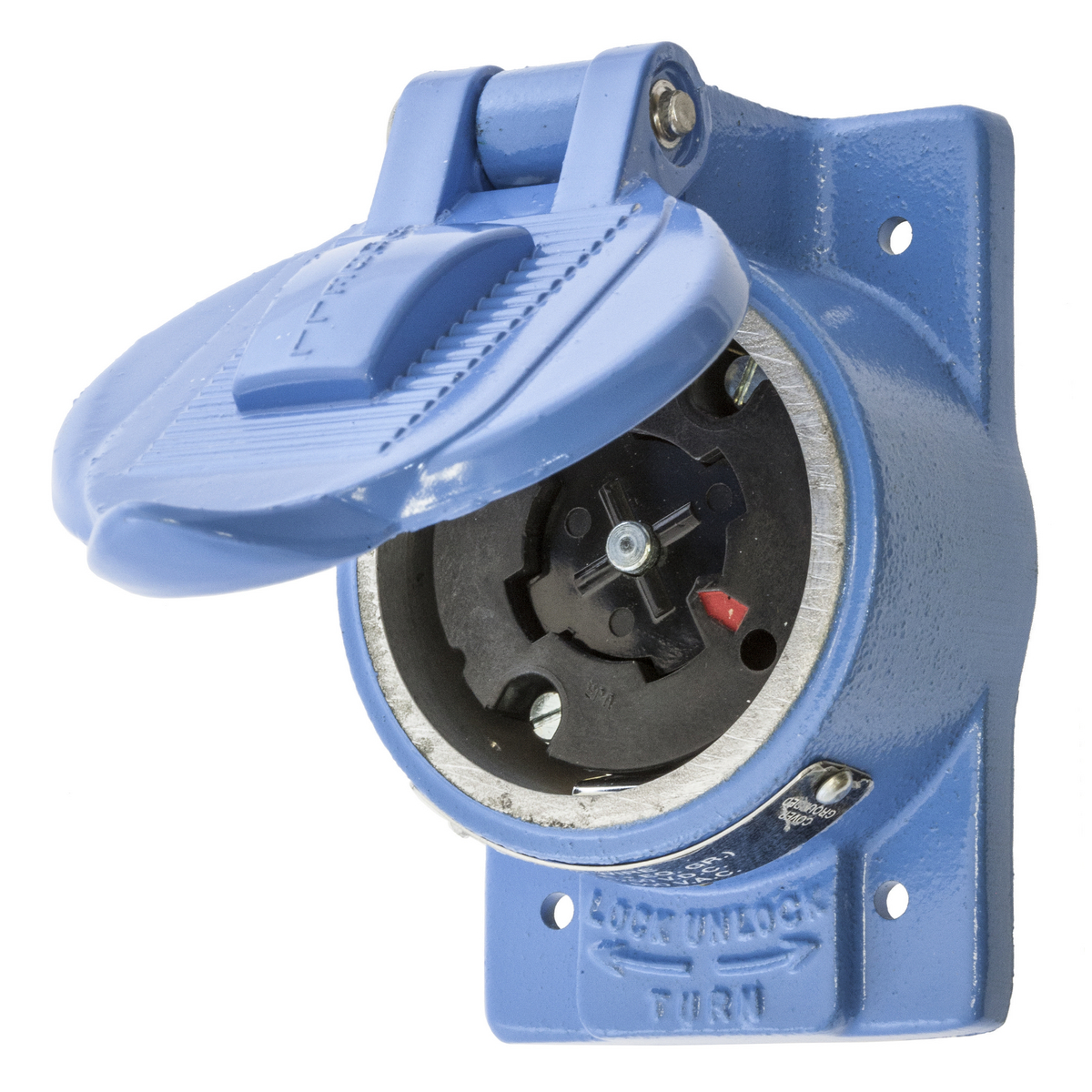 Product image for Receptacle HBLock single box 4P 30A 600V blue