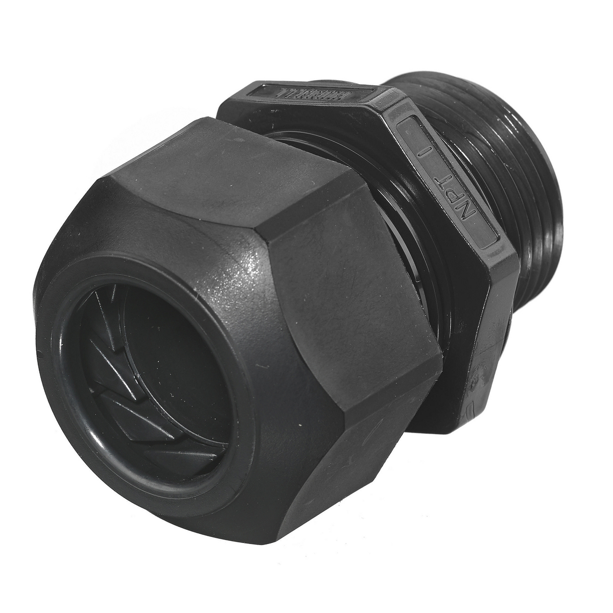 Product image for Connector cord straight male nylon black 1" NPT 0.59-1"