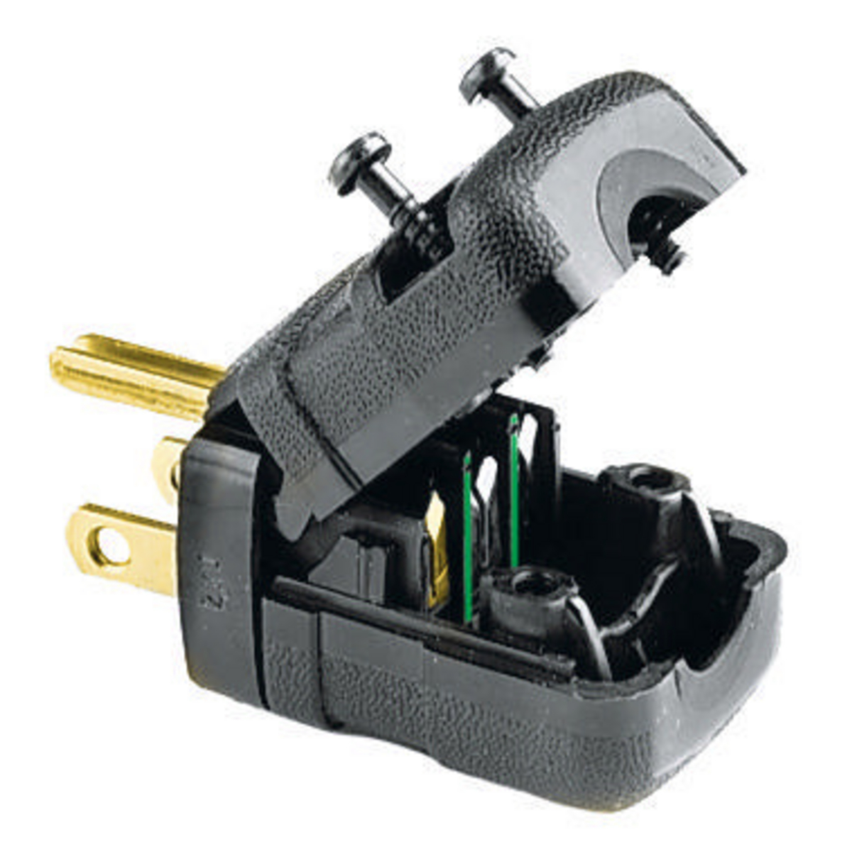 Product image for VALISE PLUG, 15A 125V, 5-15P, INSUL-D,BK