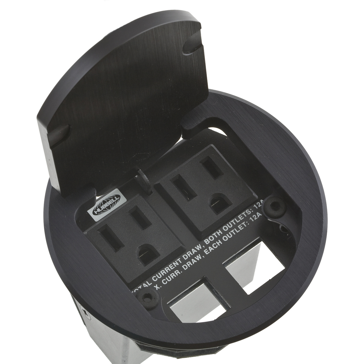 Product image for Box table top 2-outlet aluminium 15A black