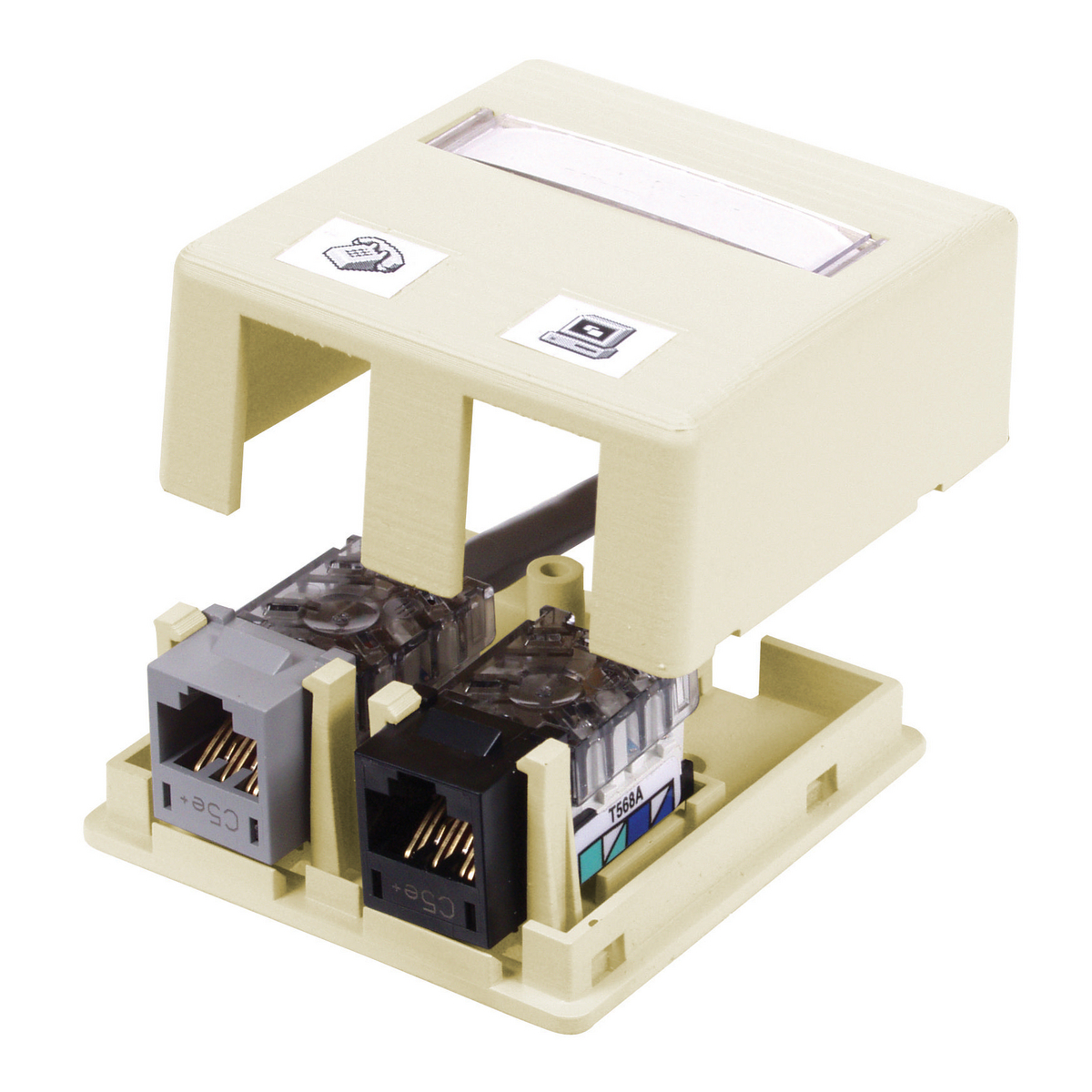 Product image for Box surface mount 2-port electric ivory
