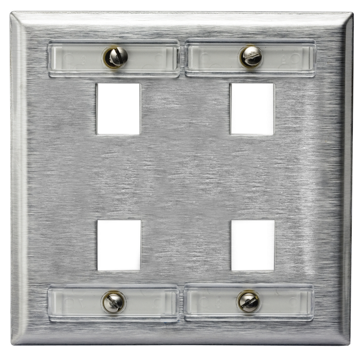 Product image for PLATE, WALL,SS,2-G,4PORT,W/LBL FLD,UNLD