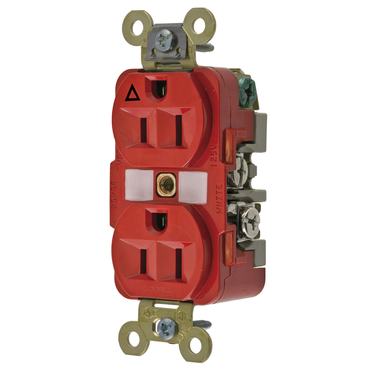 Product image for Receptacle duplex 2-pole isolated ground 15A 125V red