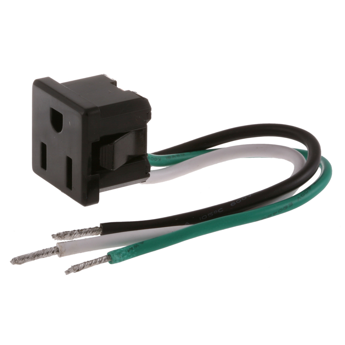 Product image for RECEPT SINGLE 5-15 SNAP IN BLACK