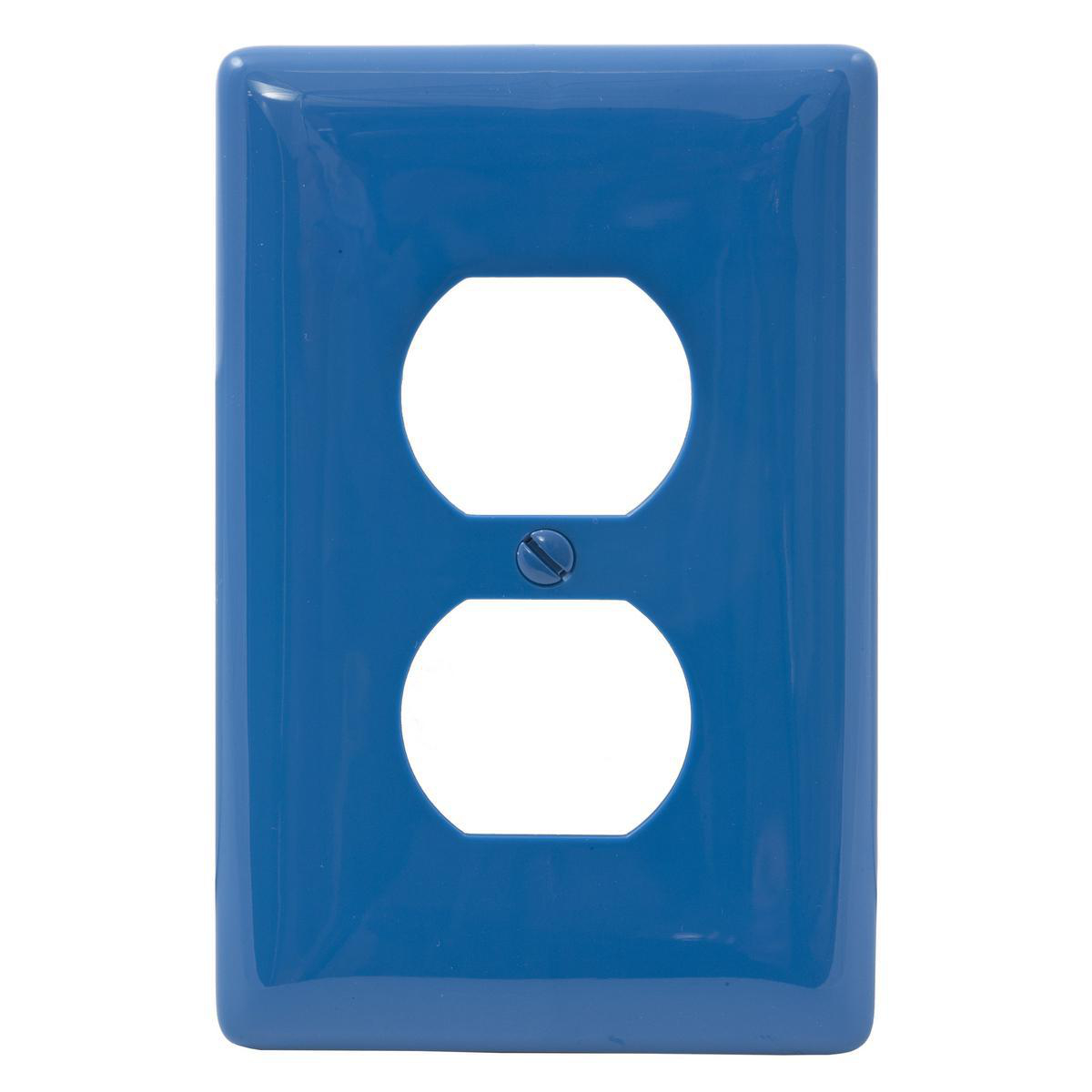 Product image for Wallplate receptacle duplex 1-gang nylon mid size blue