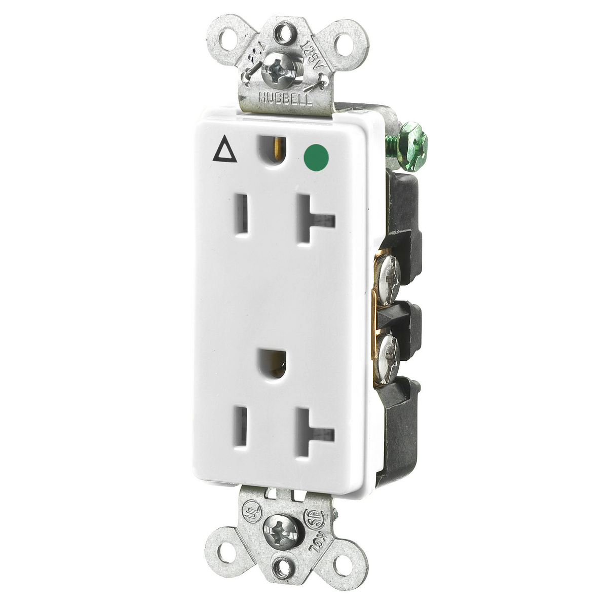 Product image for Receptacle duplex 2-pole 3-wire isolated ground 15A 125V white