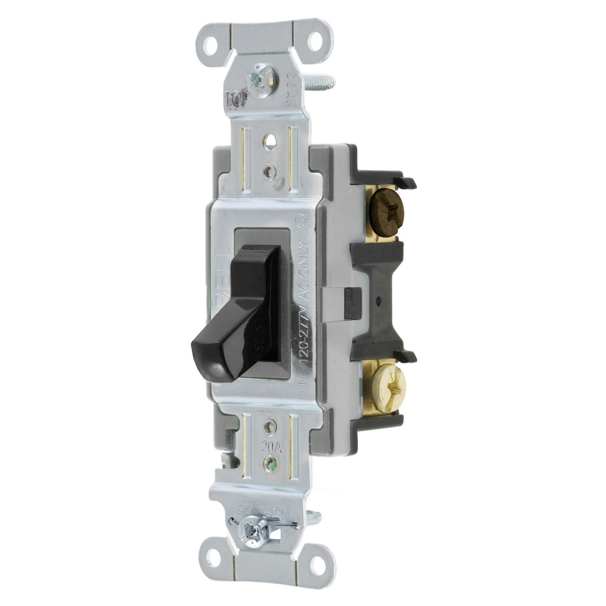Product image for Switch toggle back-side wire 1P 120/277V 20A blk