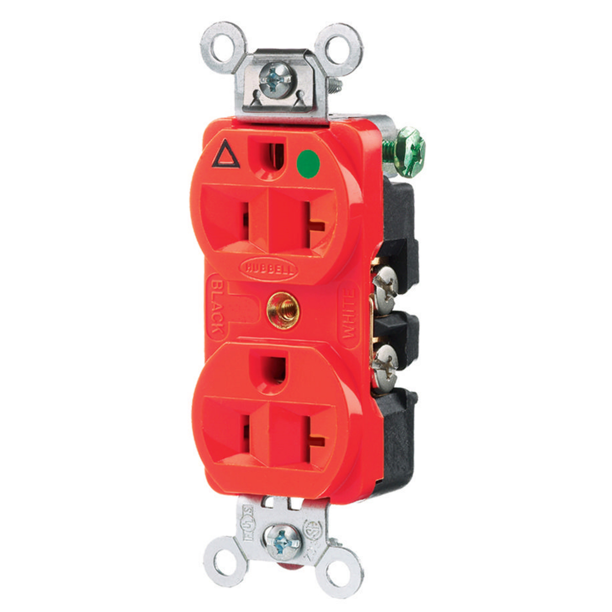 Product image for Receptacle duplex 2-pole 3-wire isolated ground 20A 125V red
