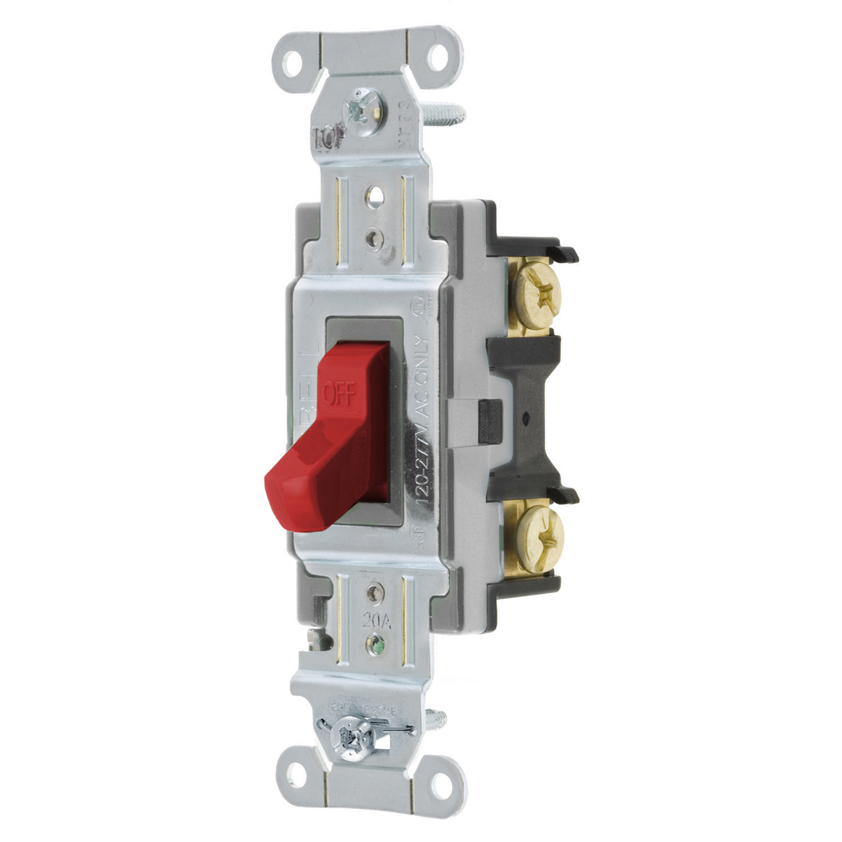 Product image for Switch toggle back-side wire 1P 120/277V 20A red
