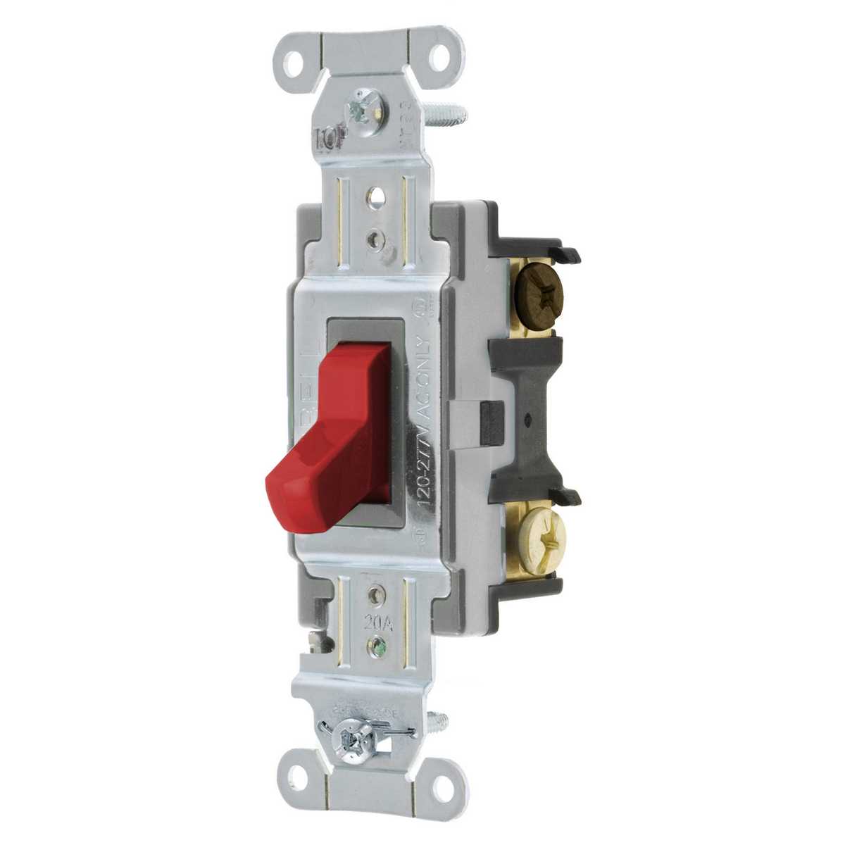 Product image for Switch toggle back-side wire 1P 120/277V 20A red