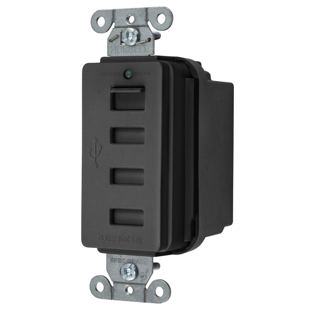 Product image for USB CHRGR 4 PORT 5AMP 5 VOLT, BLA (MS90)