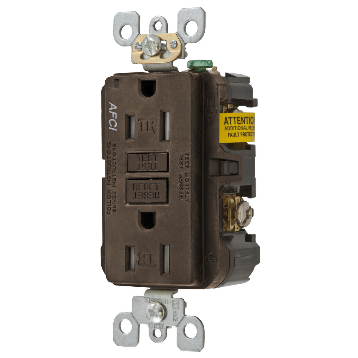 Product image for 15A ARC FAULT TR RECEPTACLE BROWN