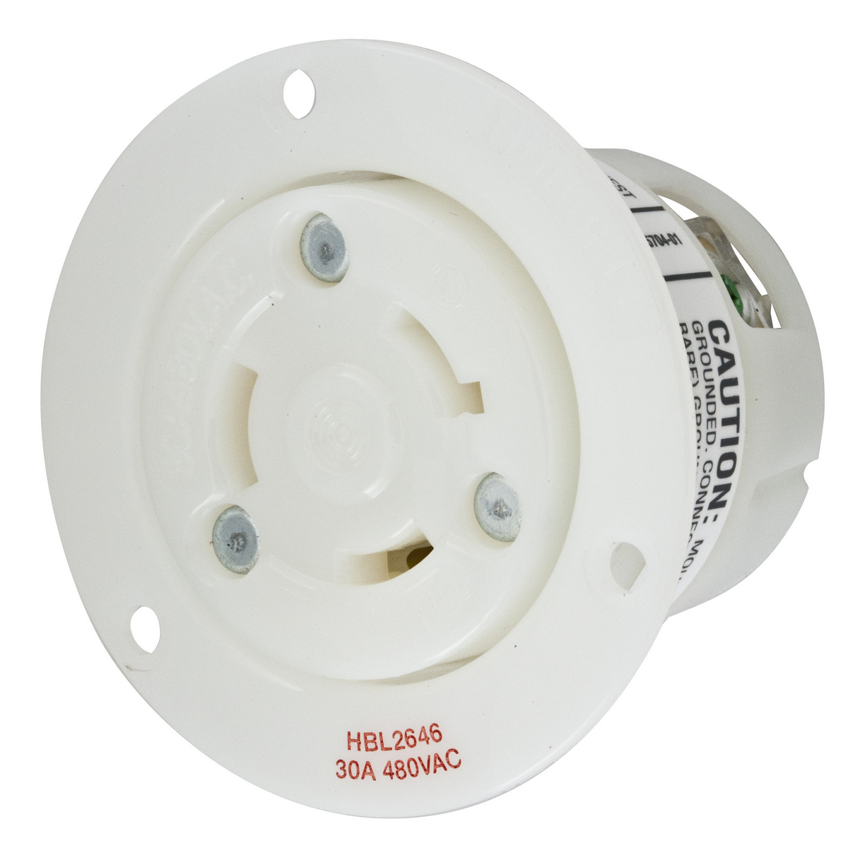 Product image for Receptacle flanged twist-lock NEMA L8-30R 30A 480V white