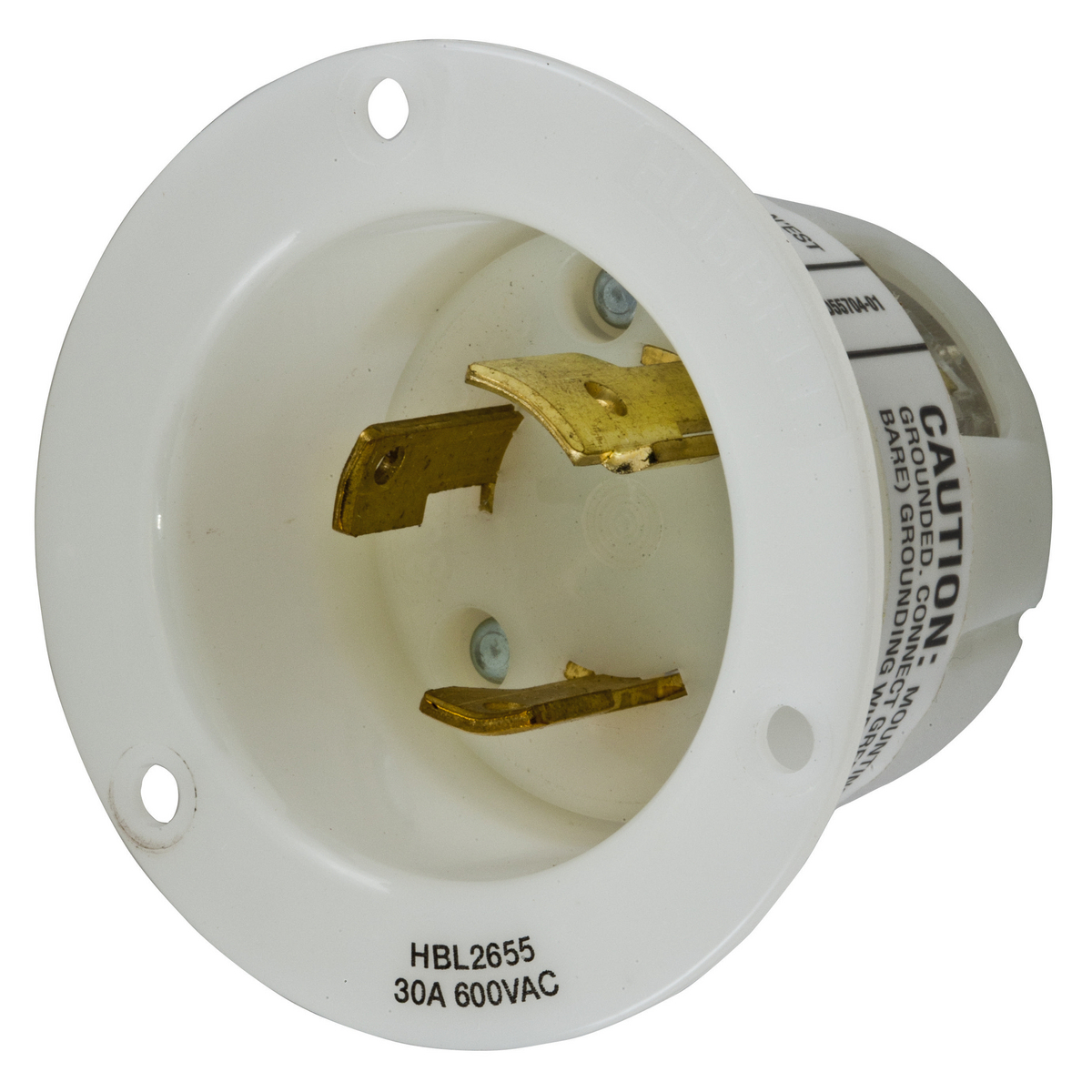 Product image for Inlet flanged 2-pole 3-wire NEMA L9-30P 30A 600V white