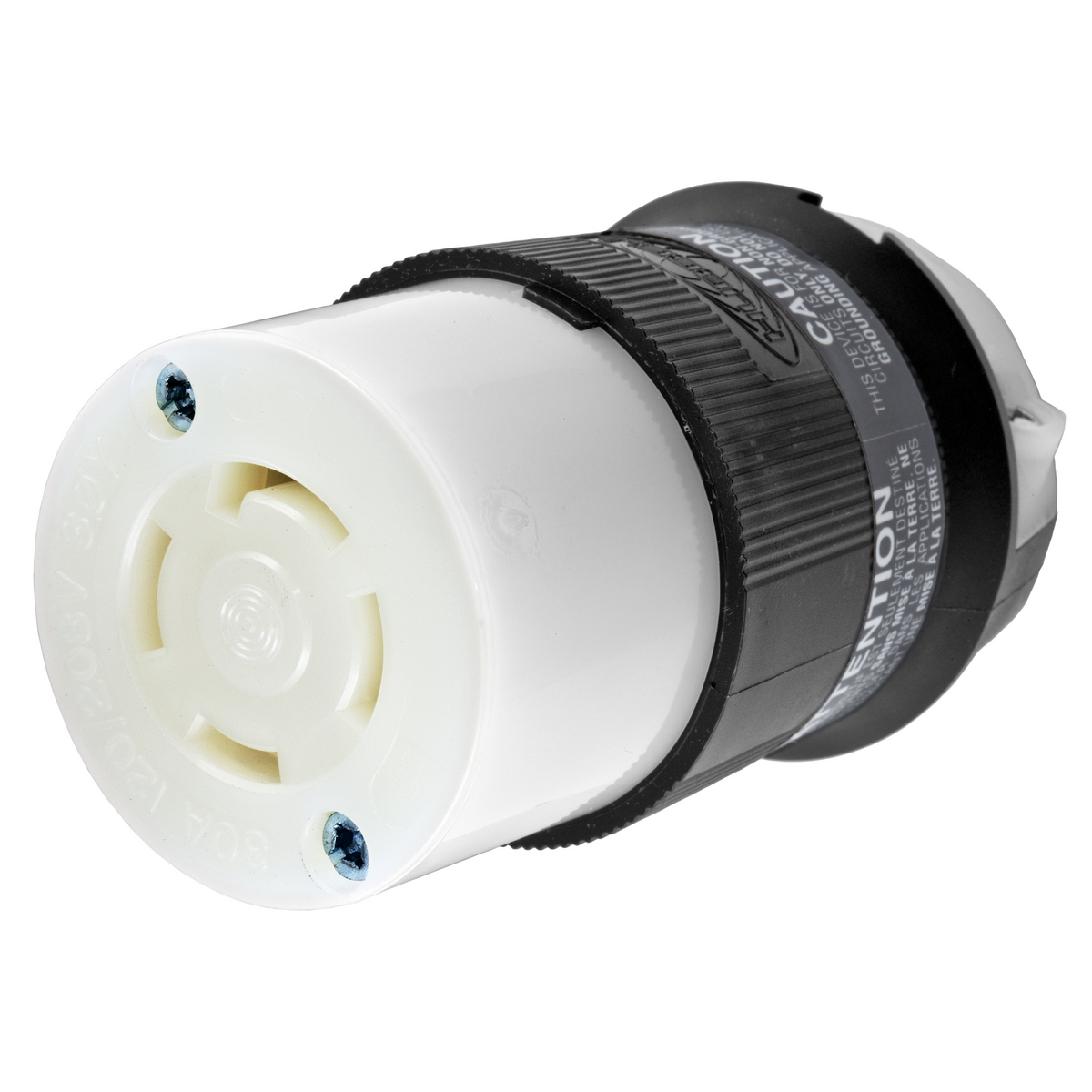 Product image for Connector nyl 4P4W 120/208V 30A L18-30R blk/wht