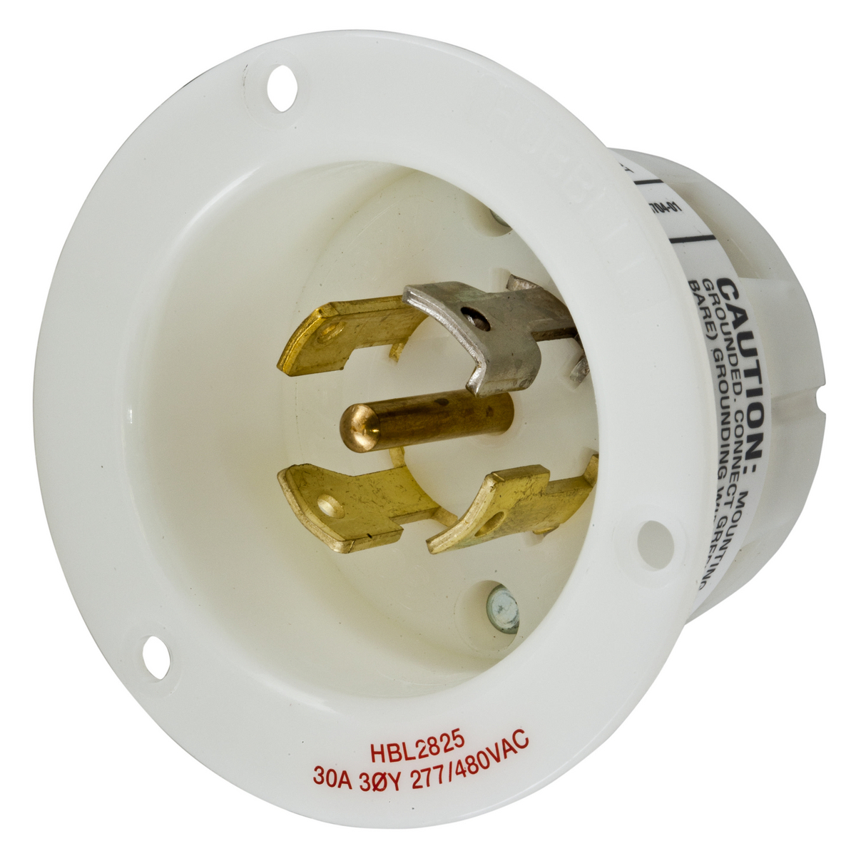 Product image for Inlet flanged 4-pole 5-wire 10HP NEMA L22-30P 30A 277/480V white