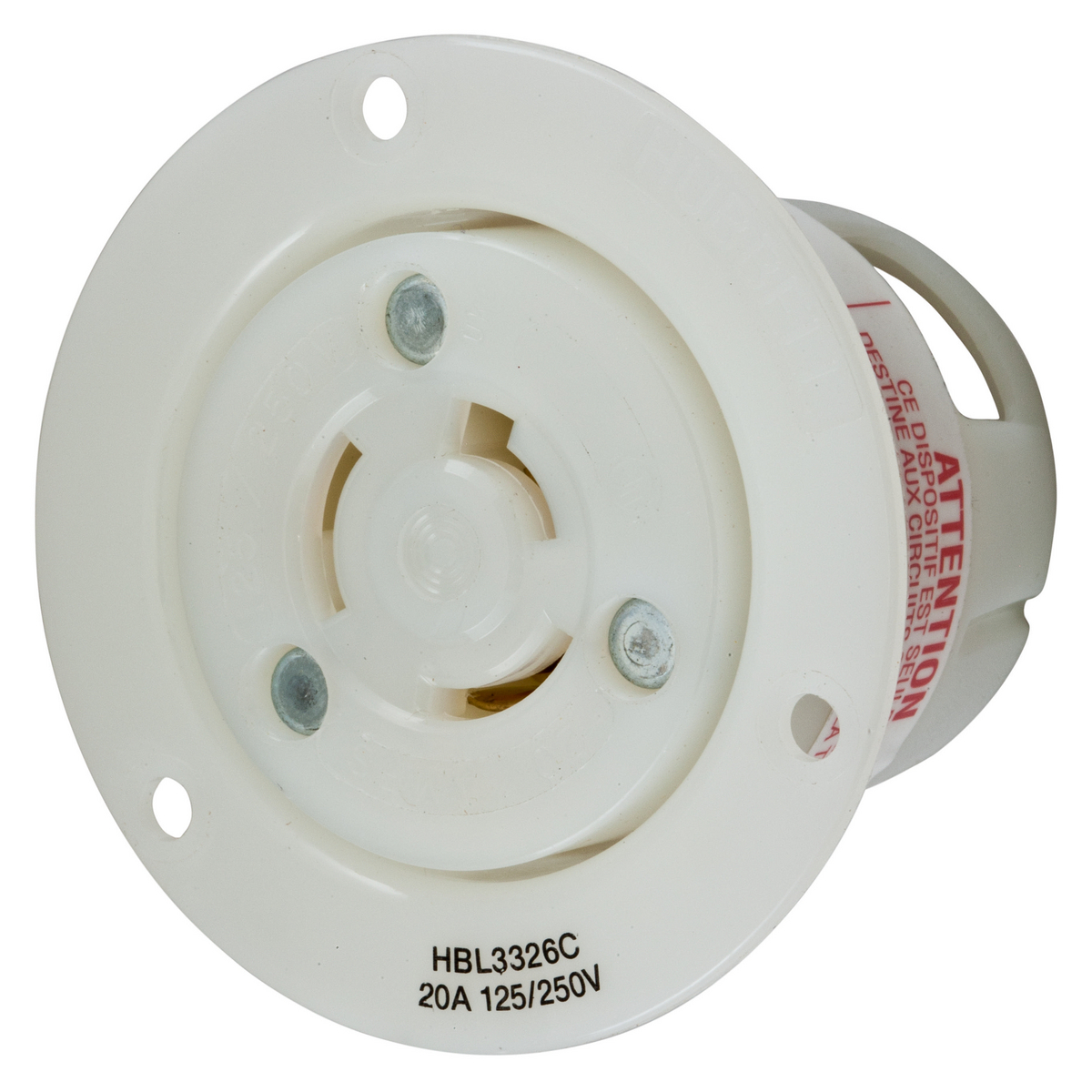 Product image for Receptacle flanged nylon 3P3W 20A white
