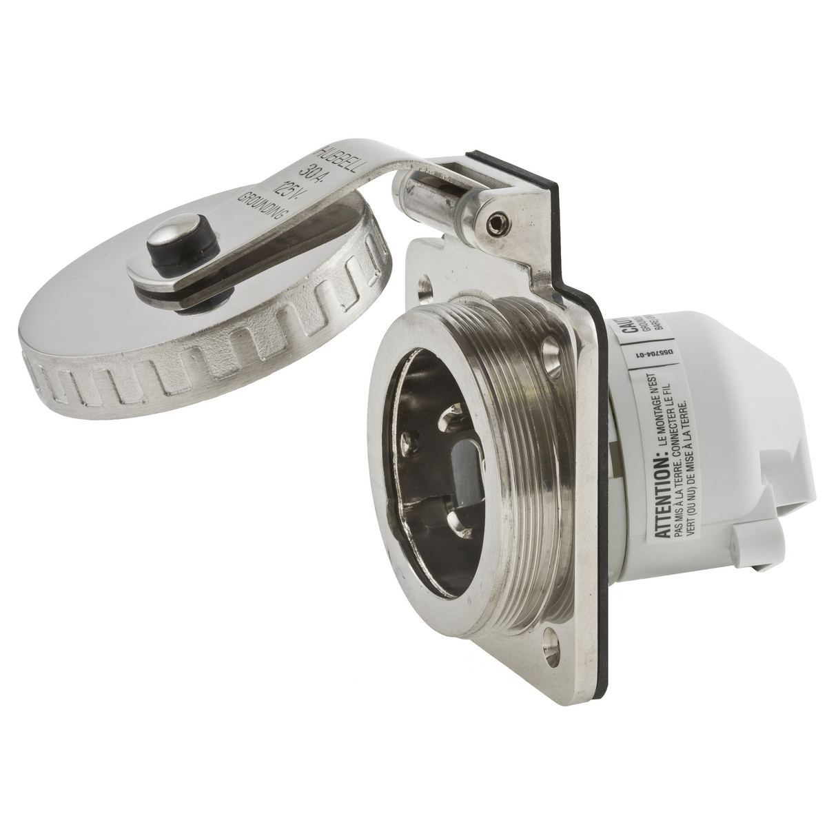 Product image for Plug L5-30R inlet marine+door stainless 30A 125V