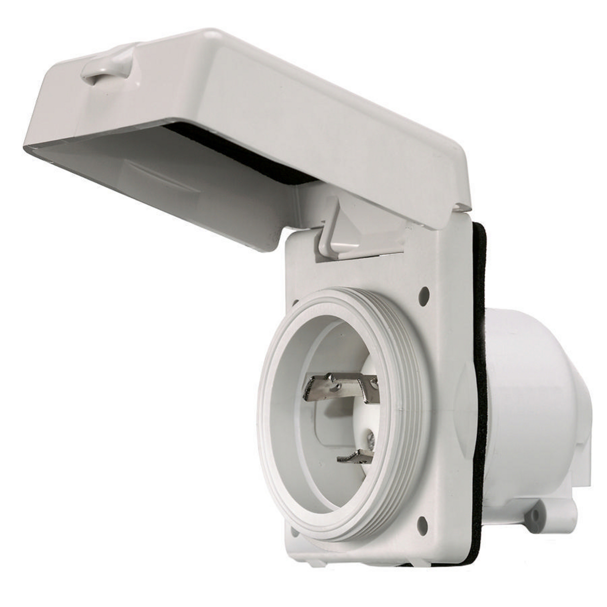 Product image for Inlet power shore 2-pole non-metallic 30A 125V white