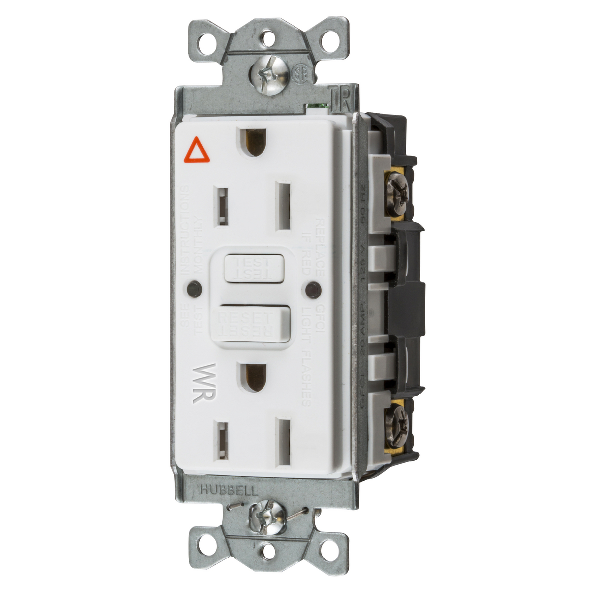 Product image for Receptacle GFCI tamper & weather resistant isolated ground 0.5HP NEMA 5-15R 15A 125V white