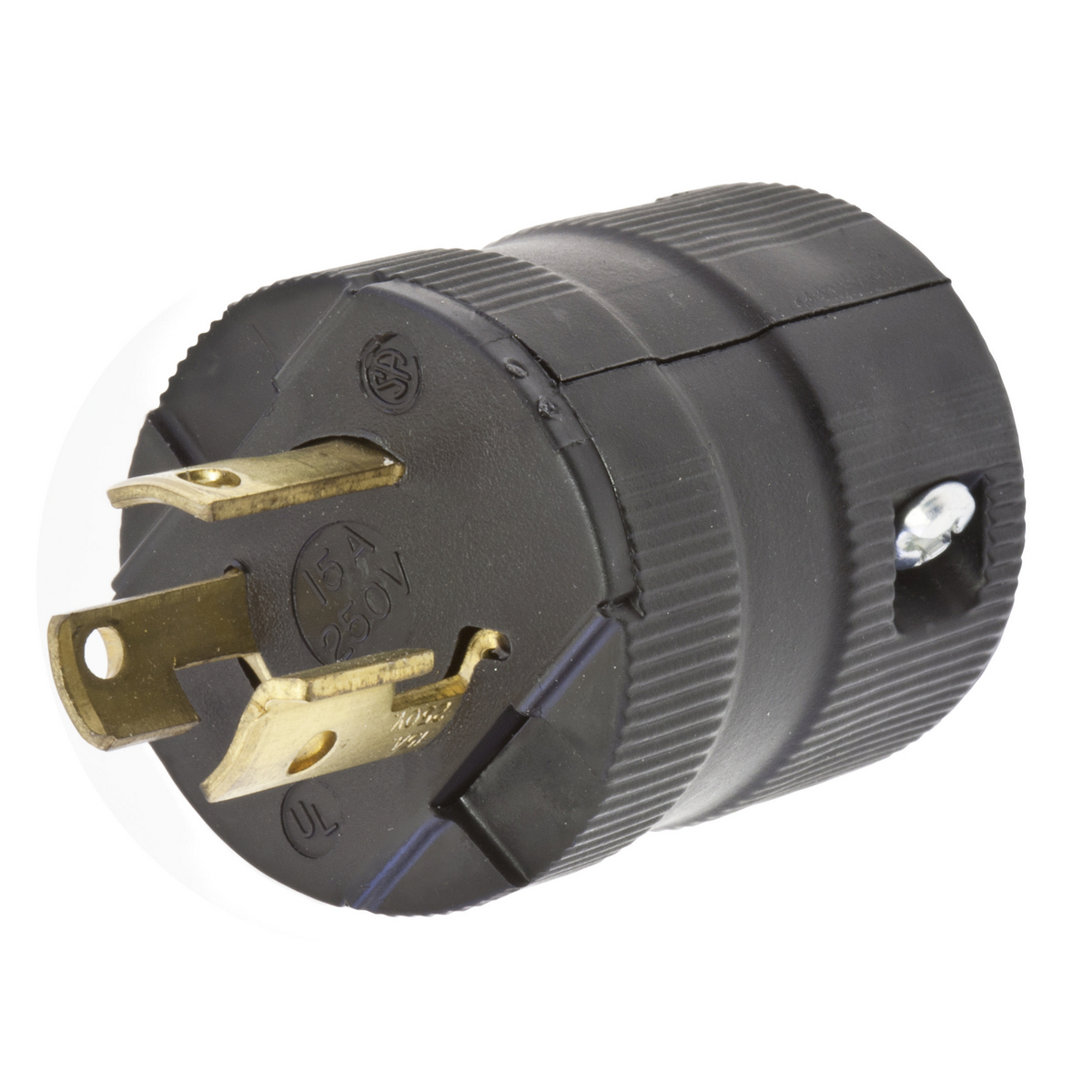 Product image for Plug valise twist-lock 2-pole 3-wire 1.5HP NEMA L6-15P 15A 250V black