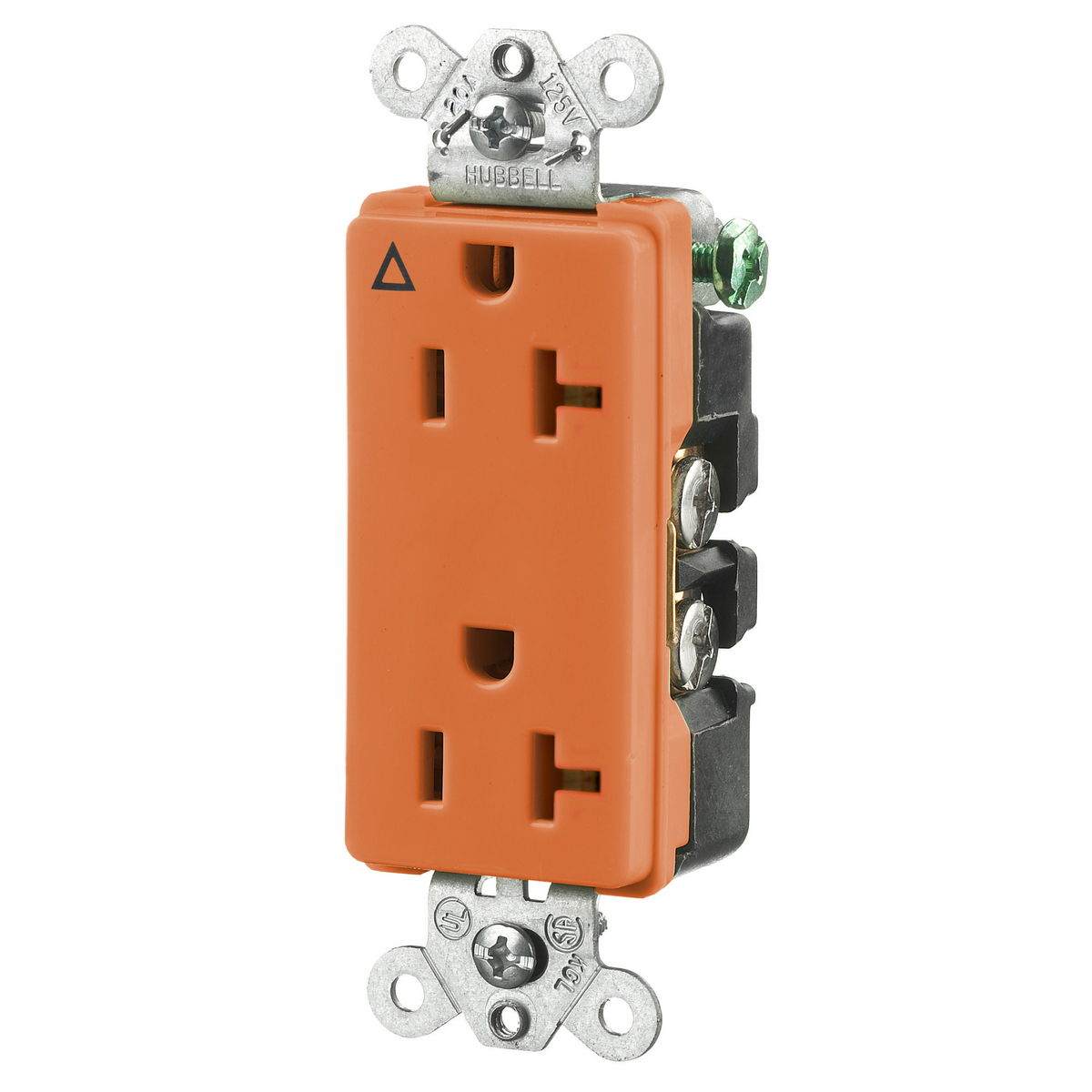 Product image for Receptacle duplex 2-pole 3-wire heavy-duty 20A 125V orange