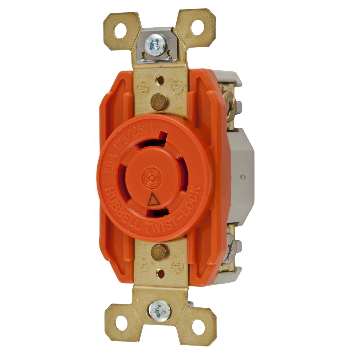 Product image for HUB IG2410 RECEPTACLE TL 20A 125V - 250V ISOLATED GROUND DUPLEX ORG NEMA L14-20R 3P4W