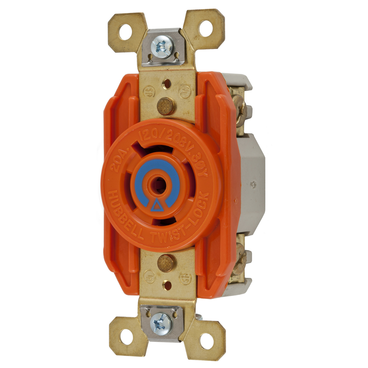 Product image for Receptacle L21-20R single iso 2P 20A 120/208V ora