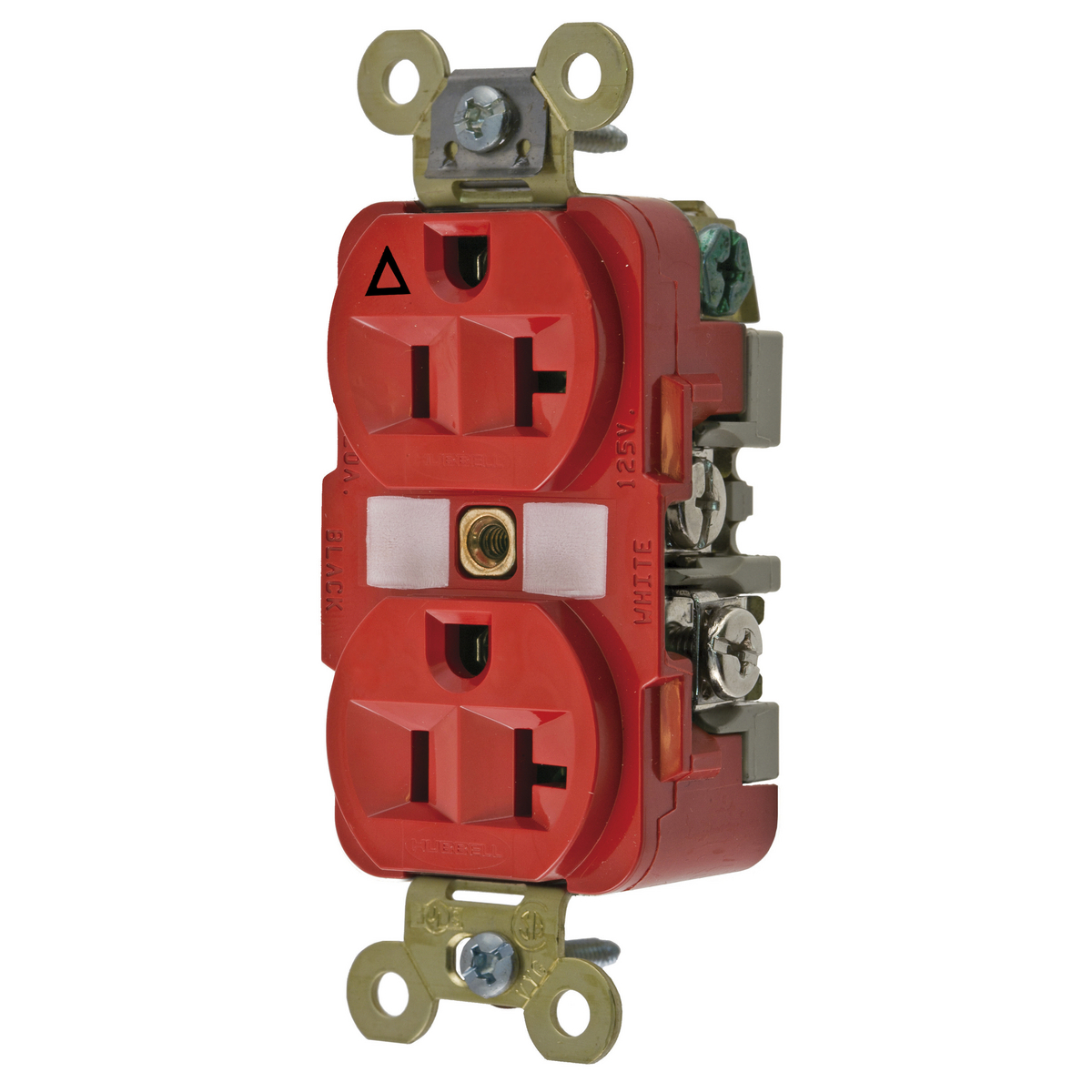 Product image for Receptacle duplex 2-pole isolated ground 20A 125V red