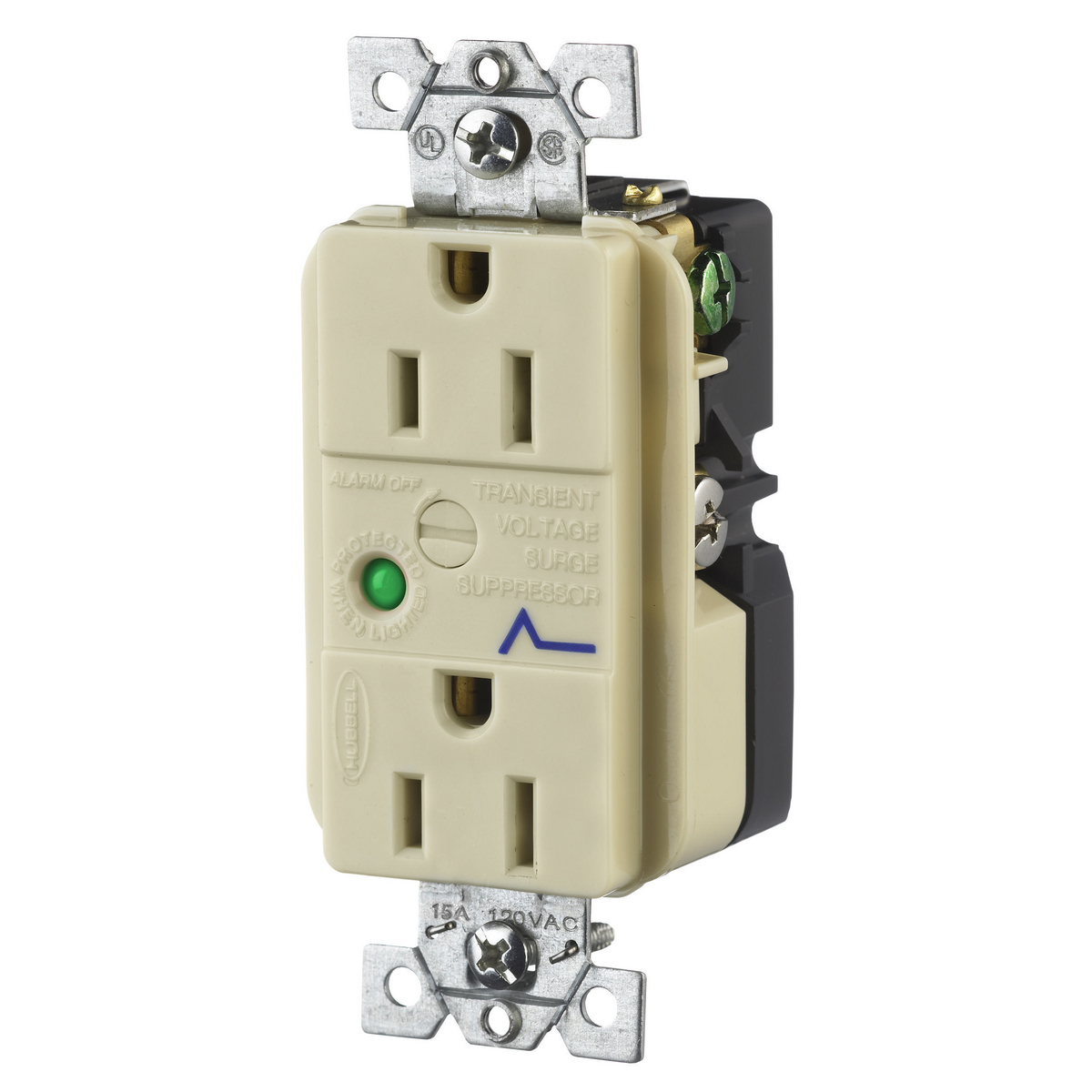 Product image for Receptacle duplex flush nyl 2P3W 15A 5-15R ivory