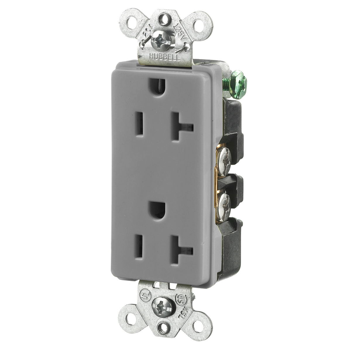 Product image for Receptacle duplex 2-pole heavy-duty 20A 125V grey