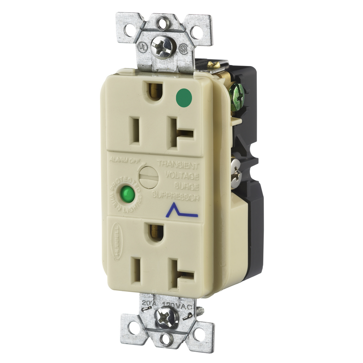 Product image for Receptacle 2-pole 3-wire 1HP 20A 125V ivory