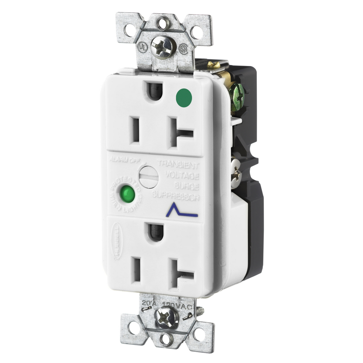 Product image for Receptacle heavy-duty 2-pole 3-wire 1HP 20A 125V white