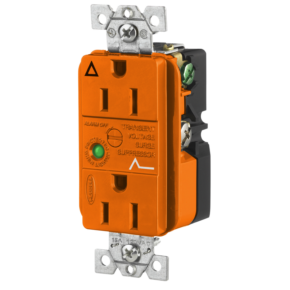 Product image for Receptacle ig dupx flush nyl 2P3W 15A 5-15R orng