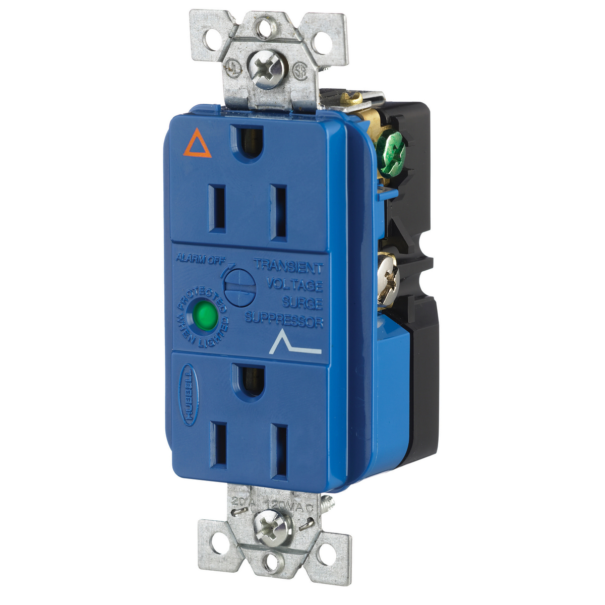 Product image for Receptacle ig dupx flush nyl 2P3W 15A 5-15R blue