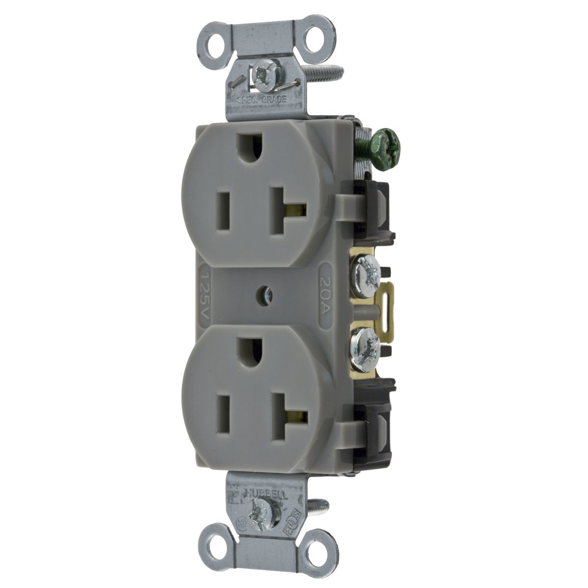 Product image for Receptacle 5-20R duplex flat 2P 20A 125V grey
