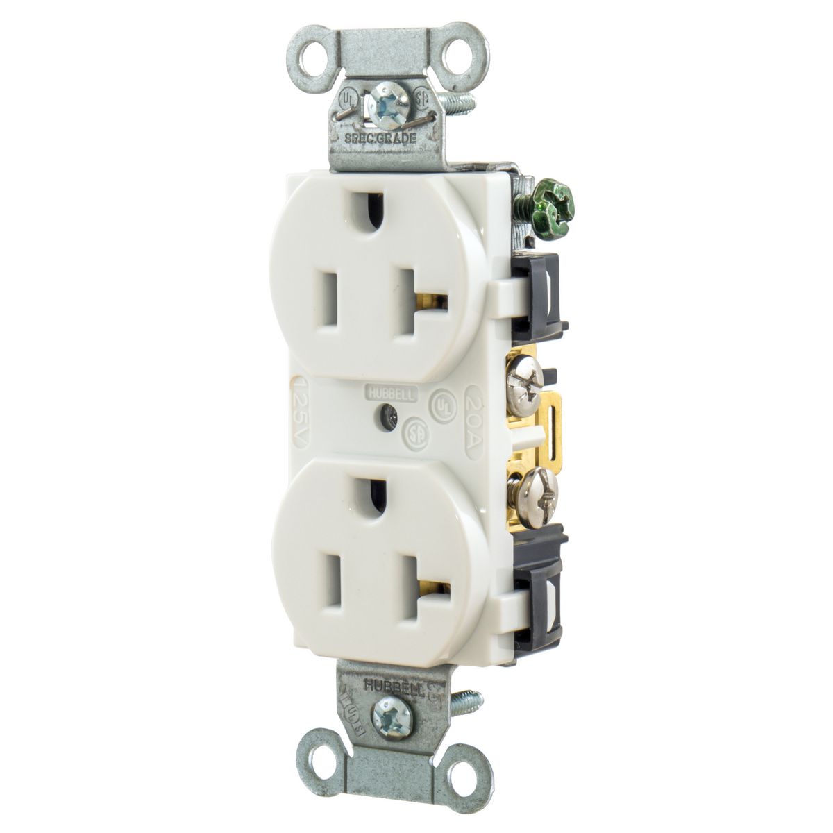 Product image for Receptacle 5-20R duplex flat 2P 20A 125V white