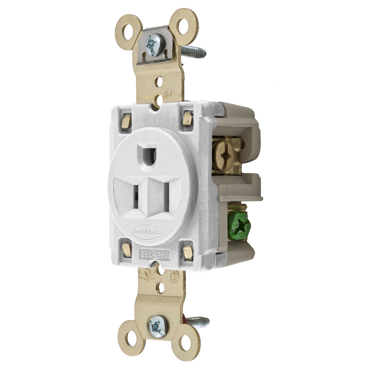 Product image for SGL RCPT, RING-TERM, 15A 125V, 5-15R WHT