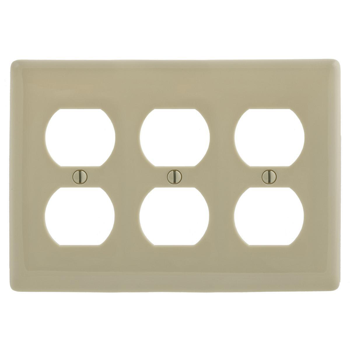 Product image for Plate wall 3-gang 3-duplex standard ivory