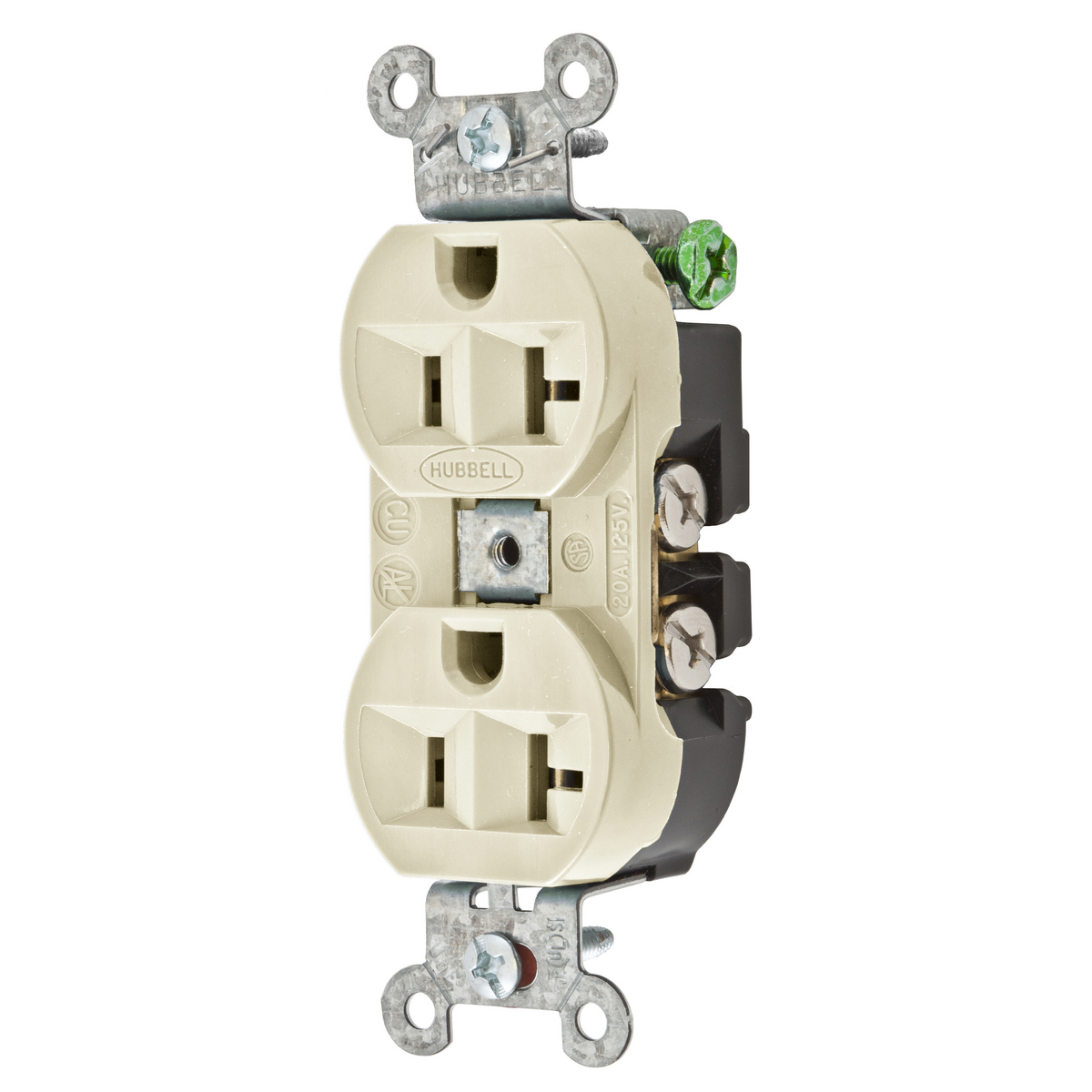 Product image for Receptacle duplex 2-pole finder-groove 1HP 20A 125V almond