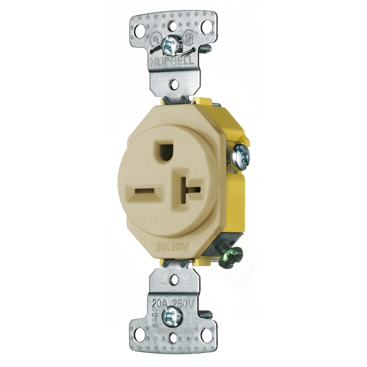 Product image for Receptacle single 2-pole 3-wire standard 20A 250V ivory