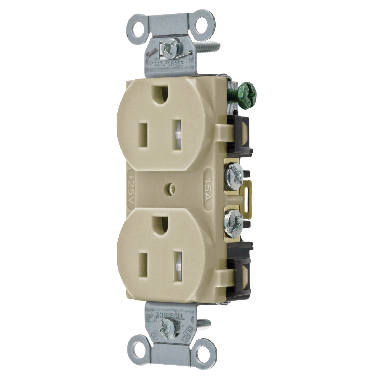 Product image for Receptacle duplex flush nyl 2P3W 15A 5-15R ivory